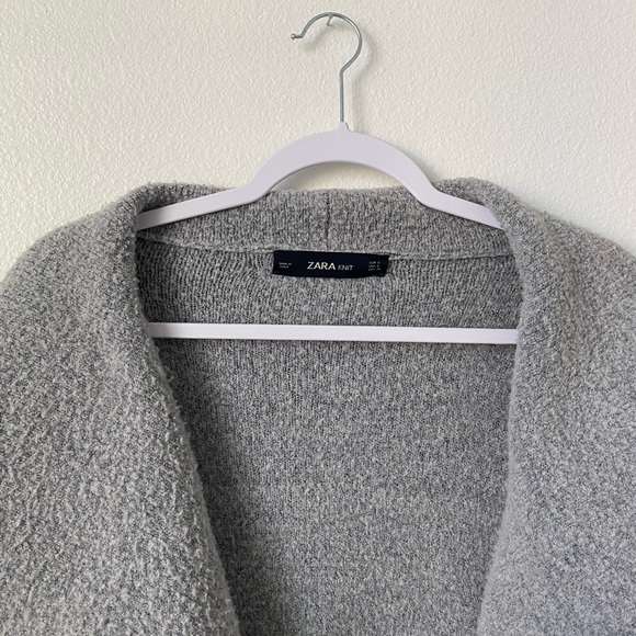 Zara Drape Front Grey Knit Cardigan - Picture 3 of 4